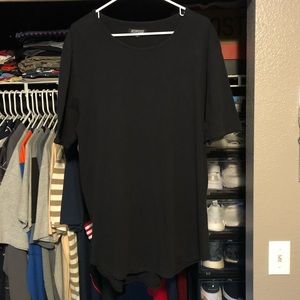 Tall/Long Black Hem-Cut T-Shirt